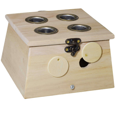 Wooden moxa box for 4 cigars with lock