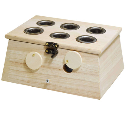 Wooden moxa box for 6 cigars with lock