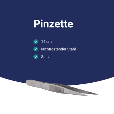 Pinzette 14 cm nicht rostender Stahl - spitz