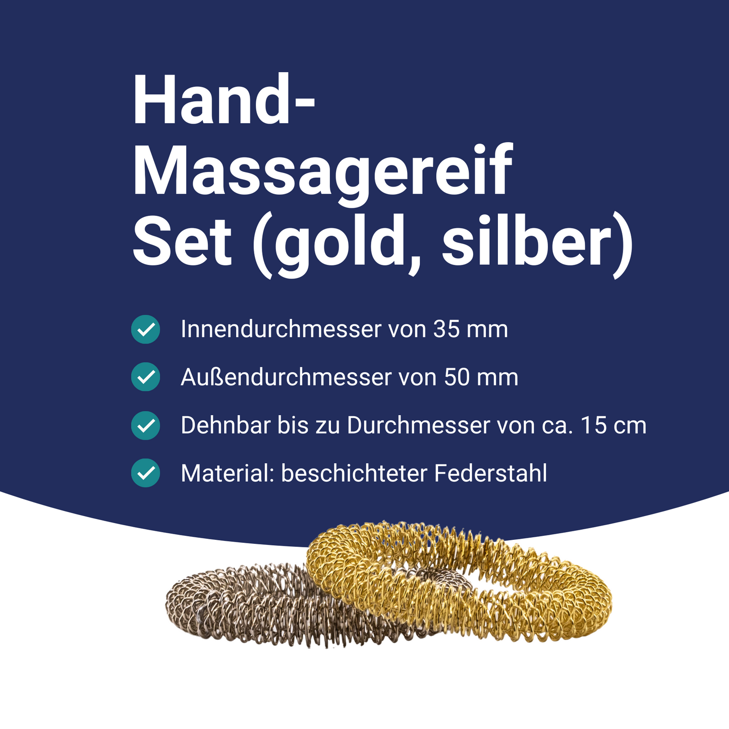 Set with massage rings for hands (gold and silver colour)