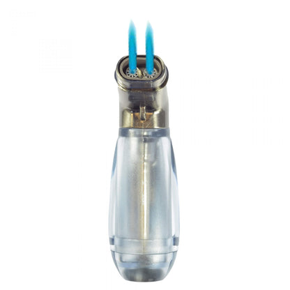 Lighter with double blue flame