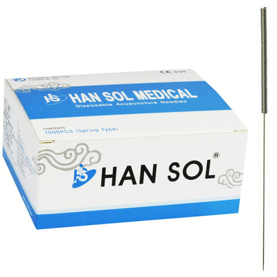 Agujas de acupuntura Hansol mango de acero 1000 unds.